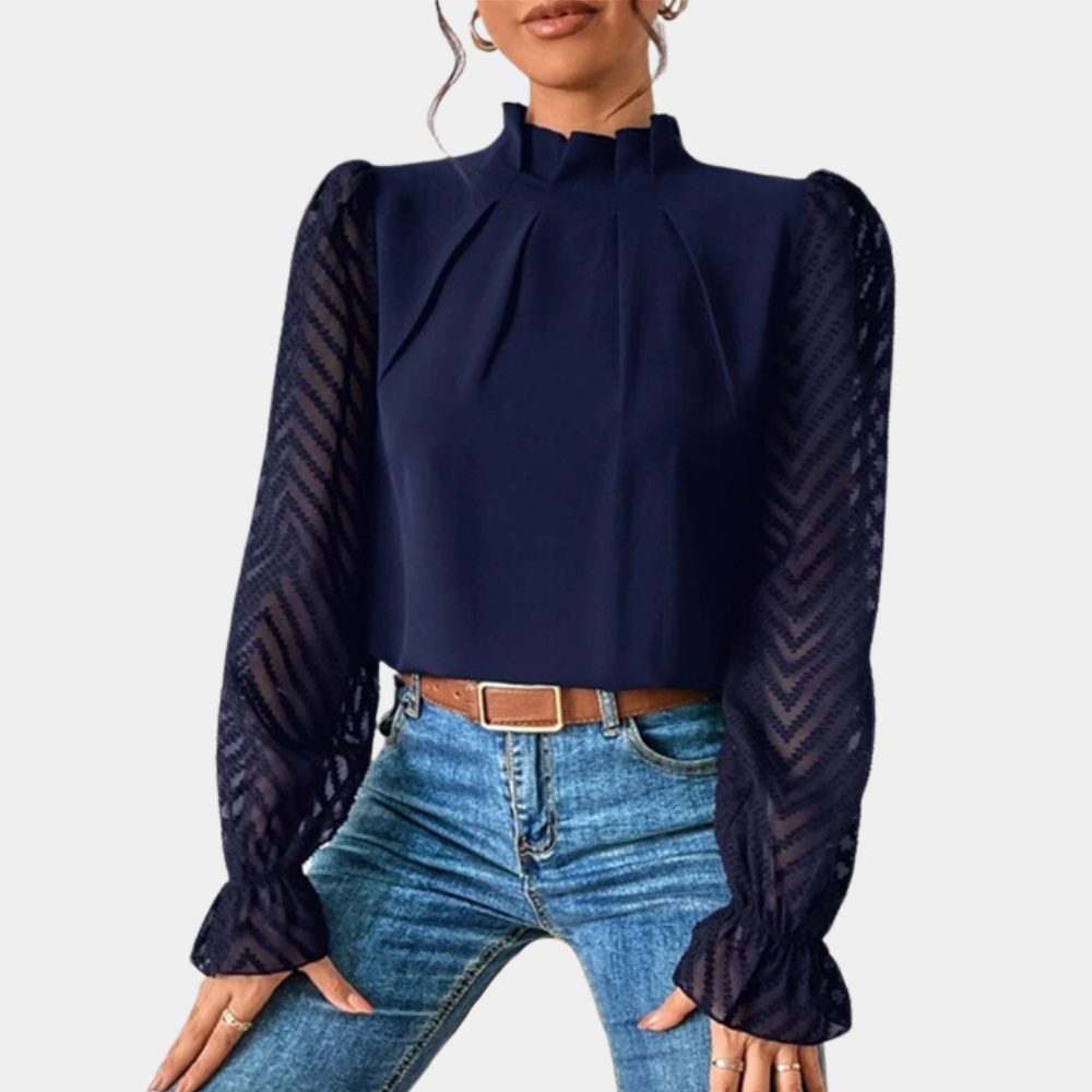 Street Wave Hazel Sheer Sleeve Blouse For Women Elegant Versatile Top