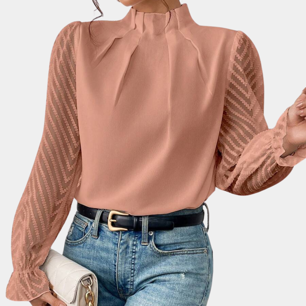 Street Wave Hazel Sheer Sleeve Blouse For Women Elegant Versatile Top