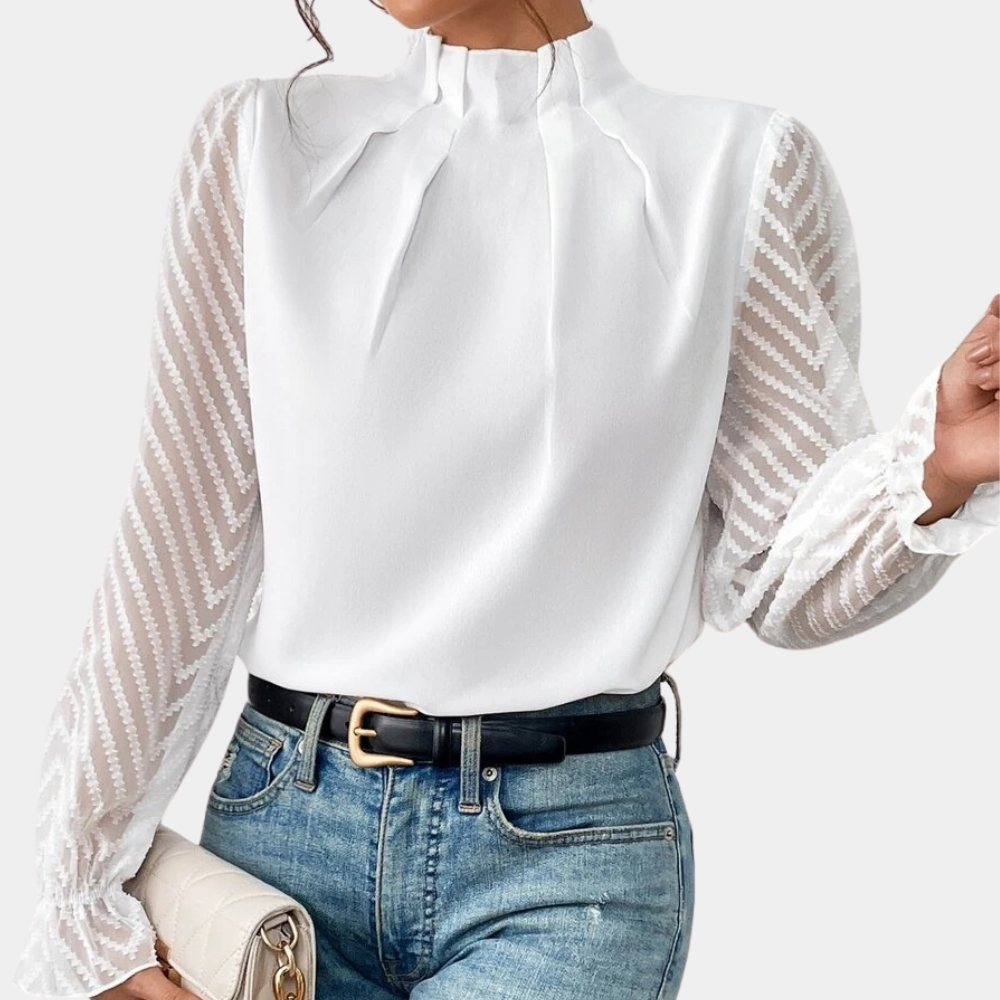 Street Wave Hazel Sheer Sleeve Blouse For Women Elegant Versatile Top