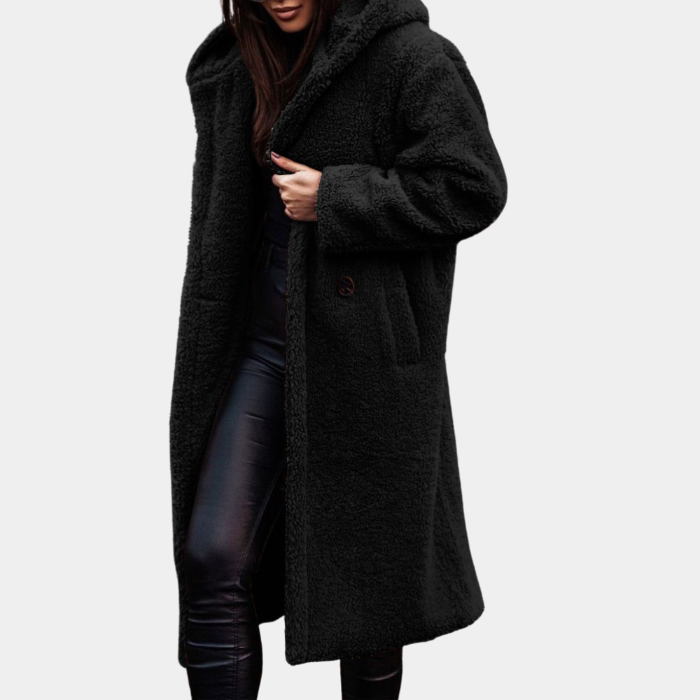 Streetwave Women Long Teddy Coat Cozy Warmth Versatile Winter Outerwear For Modern Fashionistas