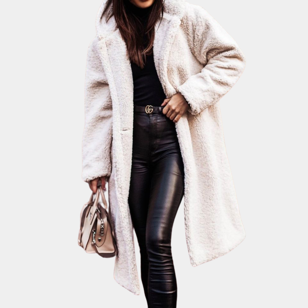 Streetwave Women Long Teddy Coat Cozy Warmth Versatile Winter Outerwear For Modern Fashionistas