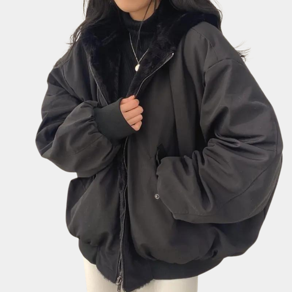Street-wave Oversized Winter Jacket For Women Cozy Sherpa Lined Warmth Trendy Coat