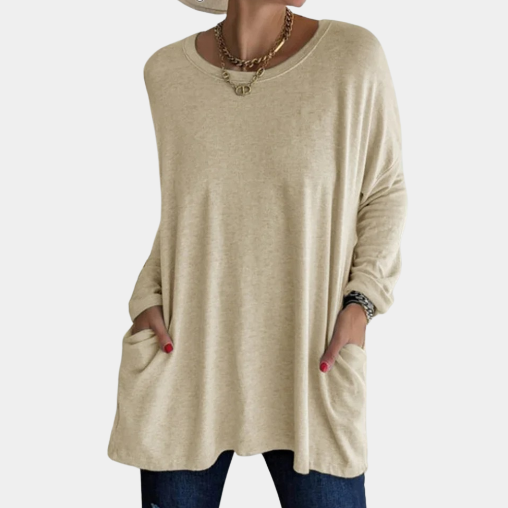 Street-Wave Women's Tunic Sweater Oversized Soft Knit Pockets Long Sleeves