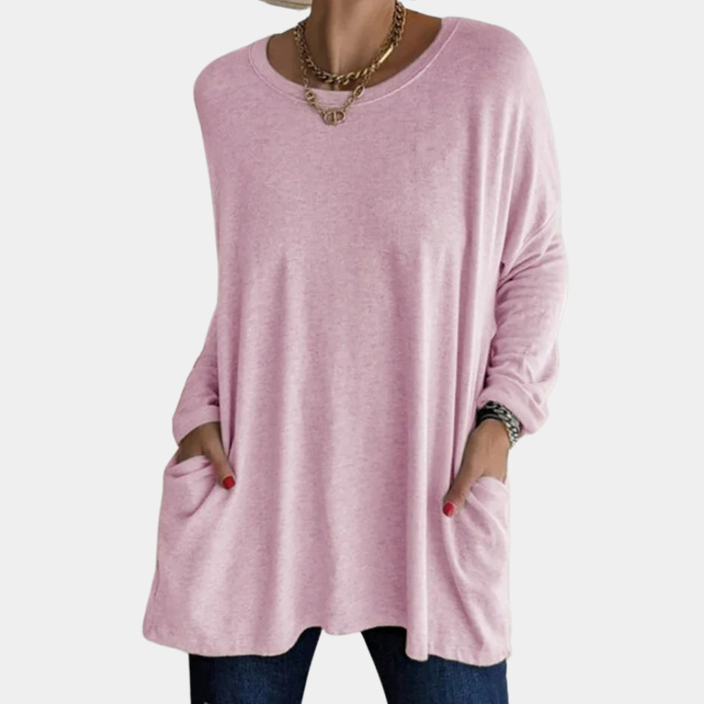 Street-Wave Women's Tunic Sweater Oversized Soft Knit Pockets Long Sleeves