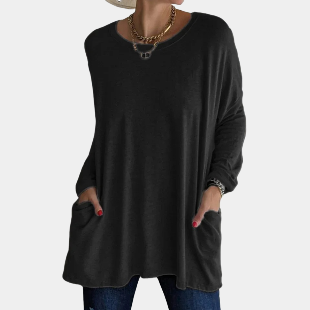Street-Wave Women's Tunic Sweater Oversized Soft Knit Pockets Long Sleeves