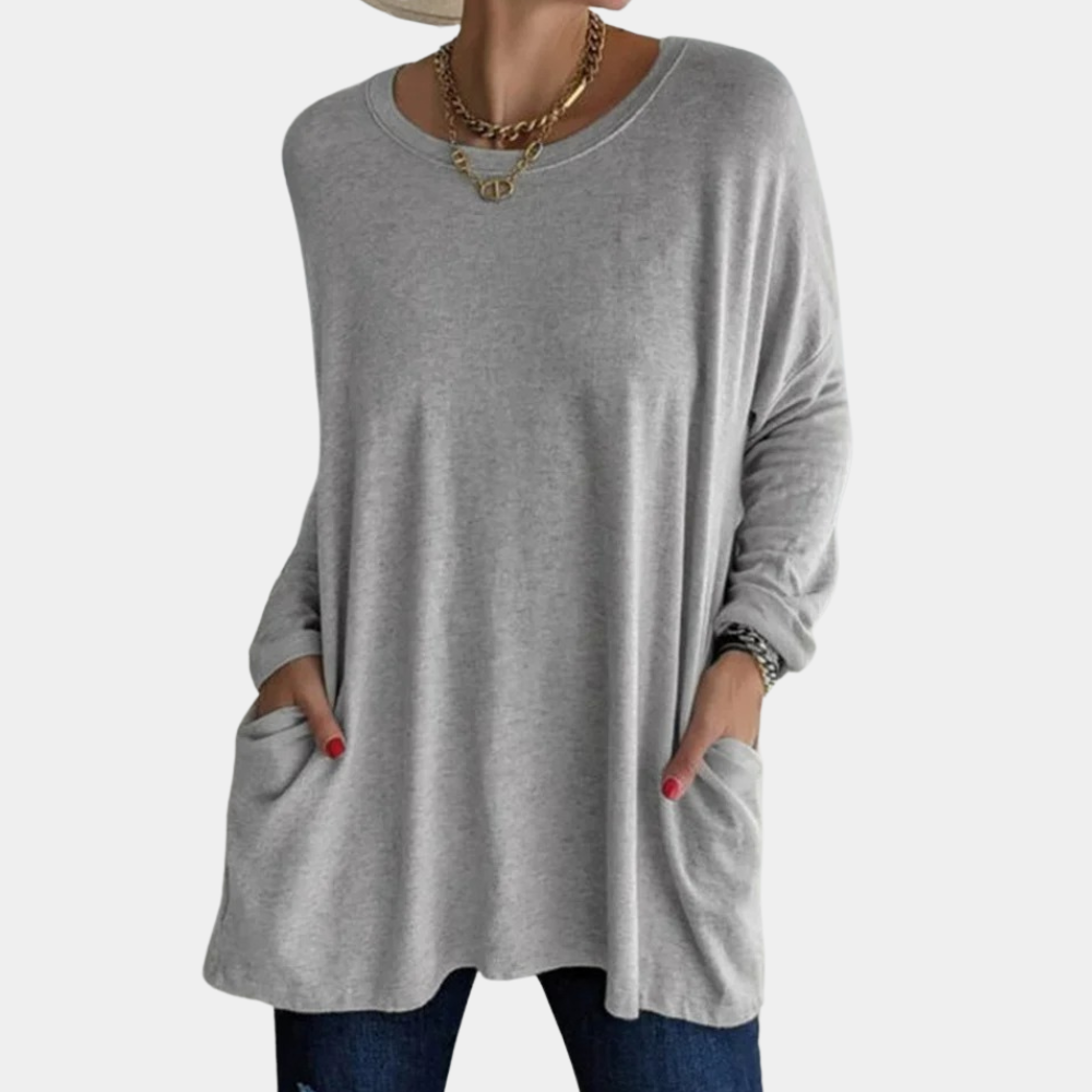 Street-Wave Women's Tunic Sweater Oversized Soft Knit Pockets Long Sleeves