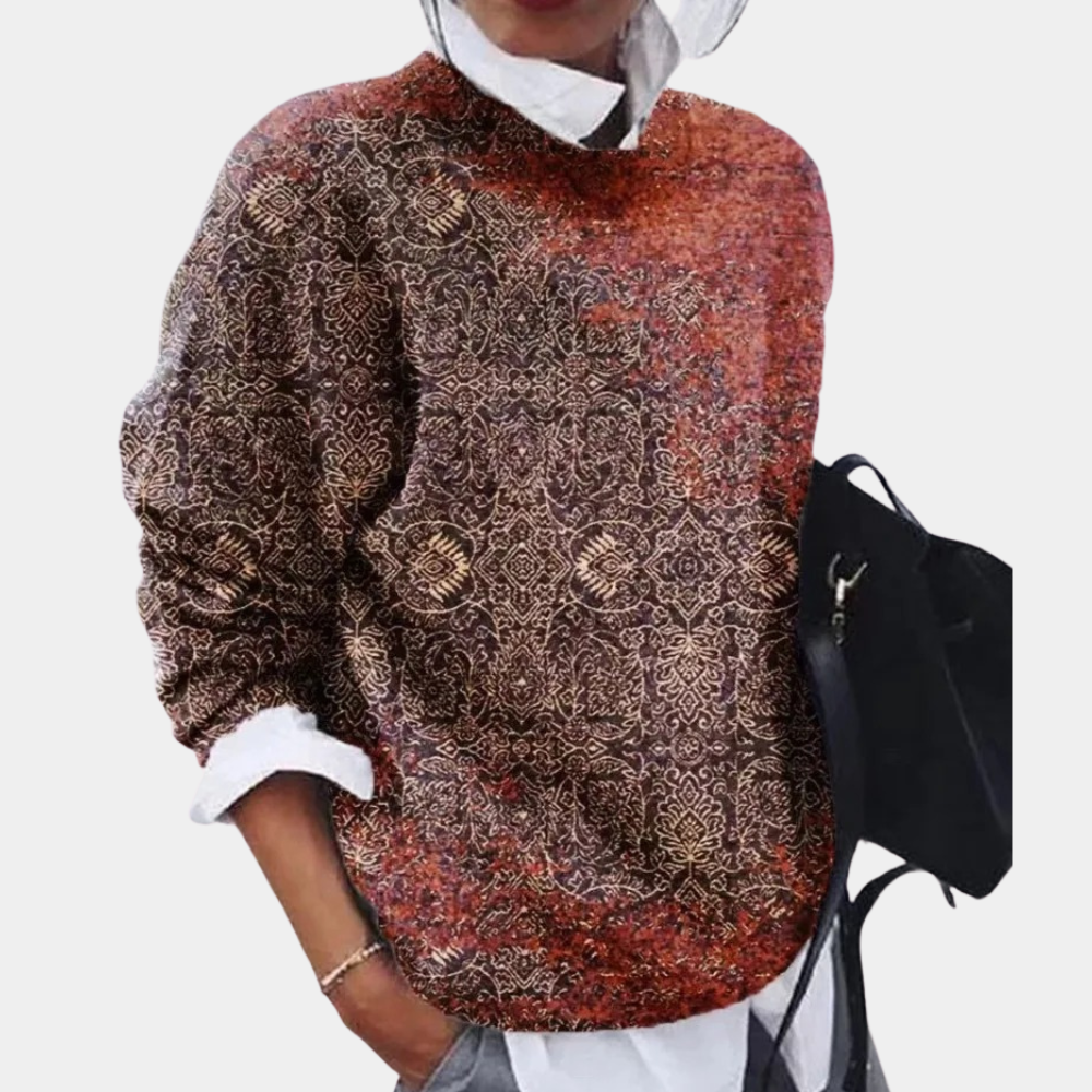 Women's Sweatshirt Soft Cotton Loose Fit Street Wave Elegant Pattern
