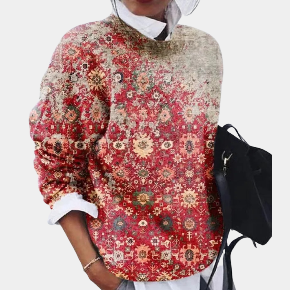Women's Sweatshirt Soft Cotton Loose Fit Street Wave Elegant Pattern