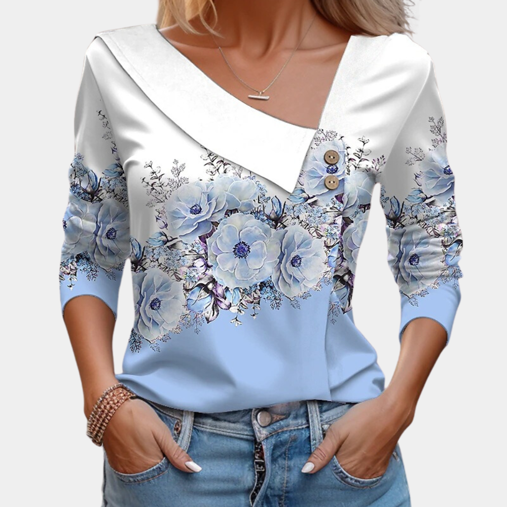 Street Wave Asymmetric Neckline Blouse Polka Dot Womens Chic
