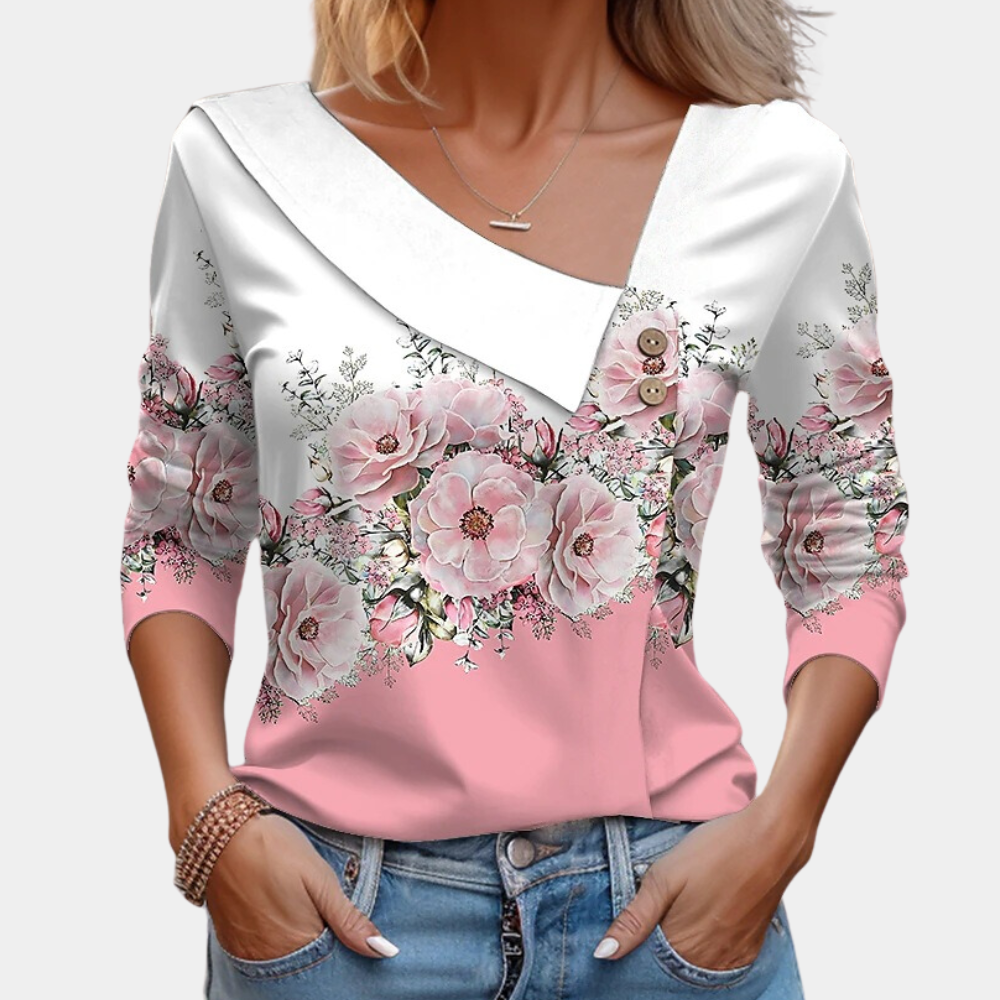 Street Wave Asymmetric Neckline Blouse Polka Dot Womens Chic