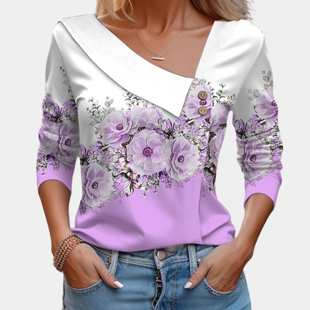 Street Wave Asymmetric Neckline Blouse Polka Dot Womens Chic