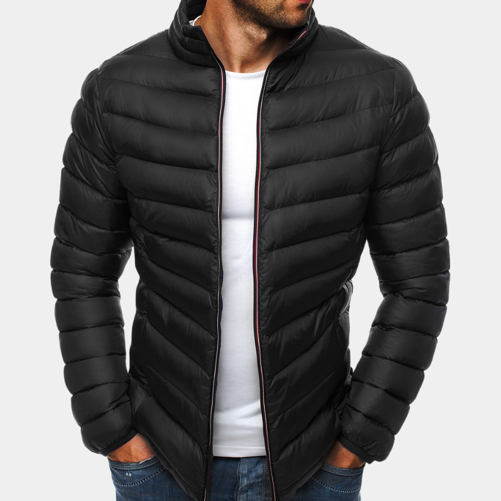 Street-Wave Men's Lightweight Puffer Jacket Slim Fit Windproof High Collar