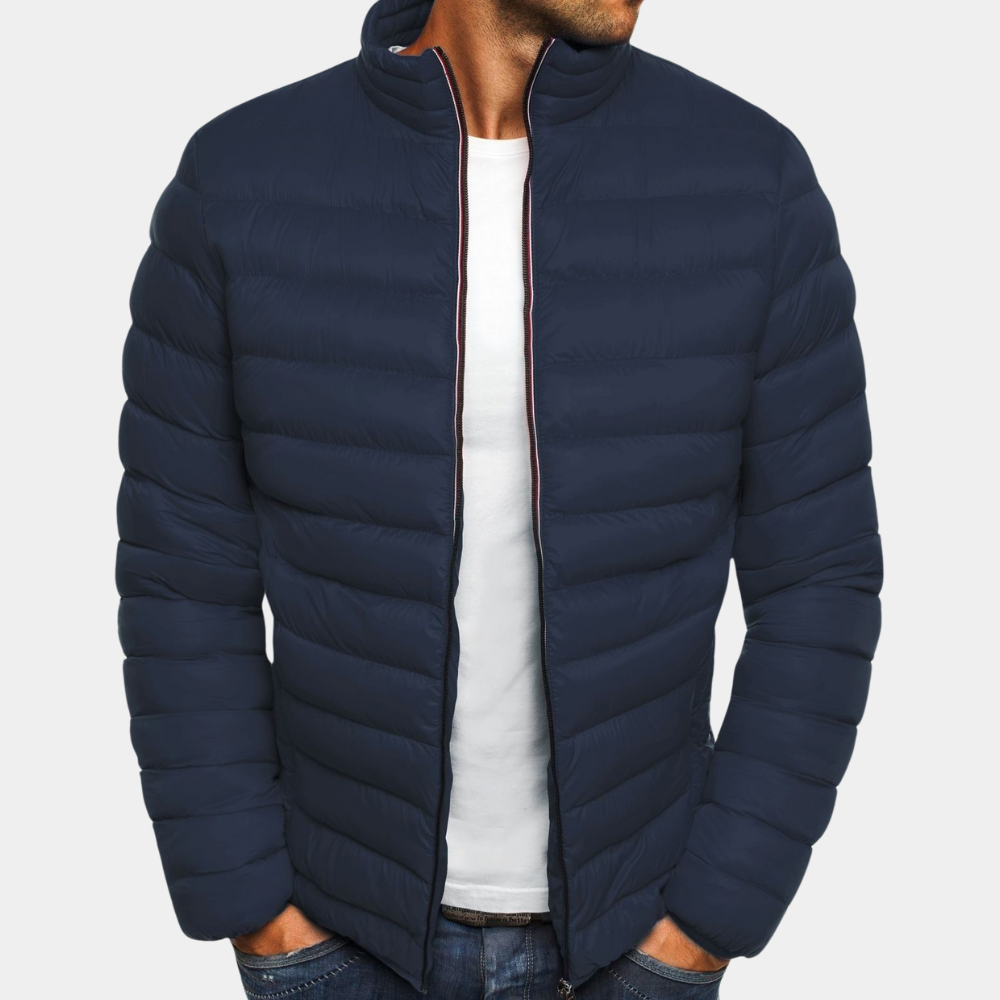 Street-Wave Men's Lightweight Puffer Jacket Slim Fit Windproof High Collar