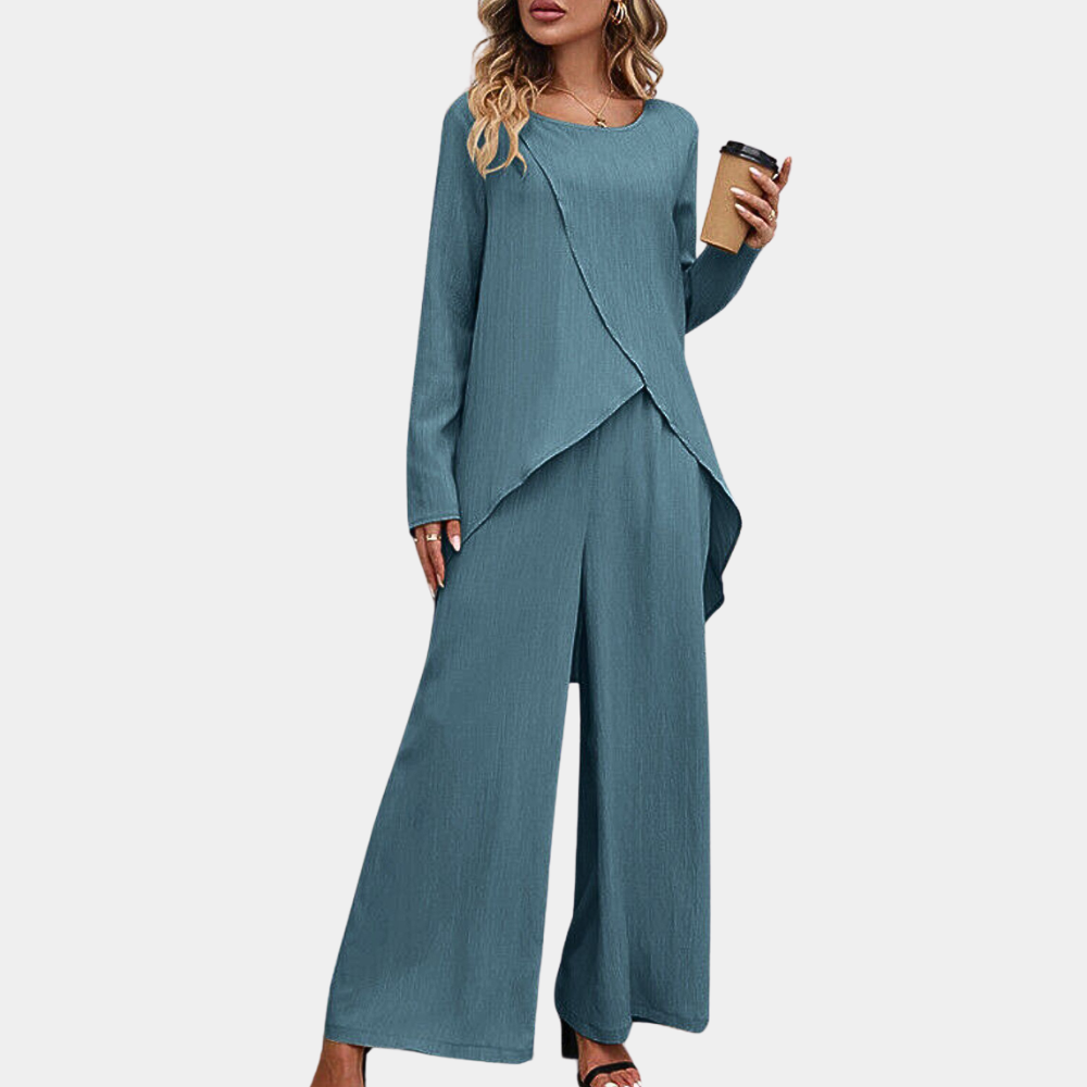 Street Wave Womens Chic Two Piece Set Asymmetric Blouse