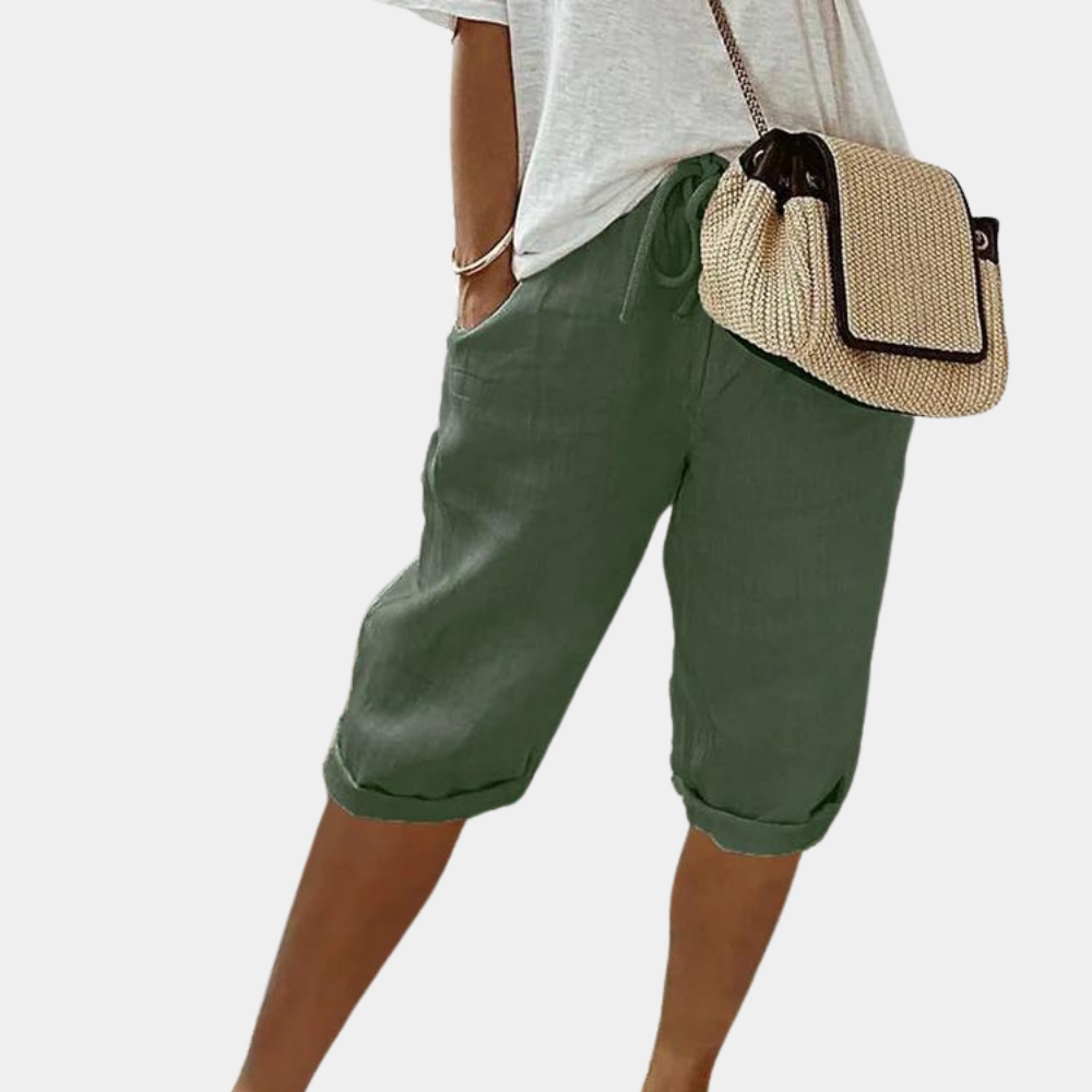 Street-Wave Knee Length Women's Shorts Adjustable Waist Lightweight Breathable