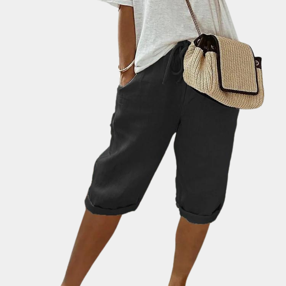 Street-Wave Knee Length Women's Shorts Adjustable Waist Lightweight Breathable