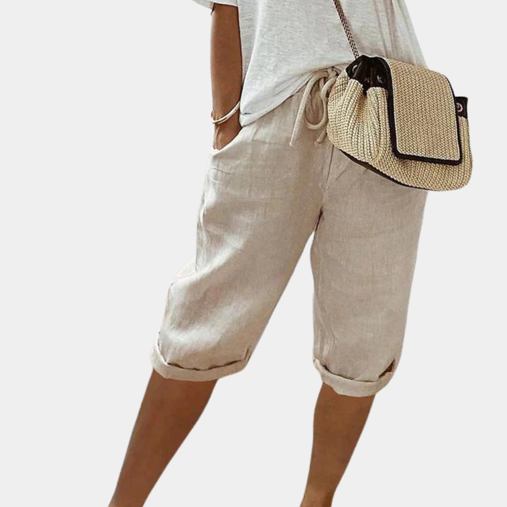 Street-Wave Knee Length Women's Shorts Adjustable Waist Lightweight Breathable