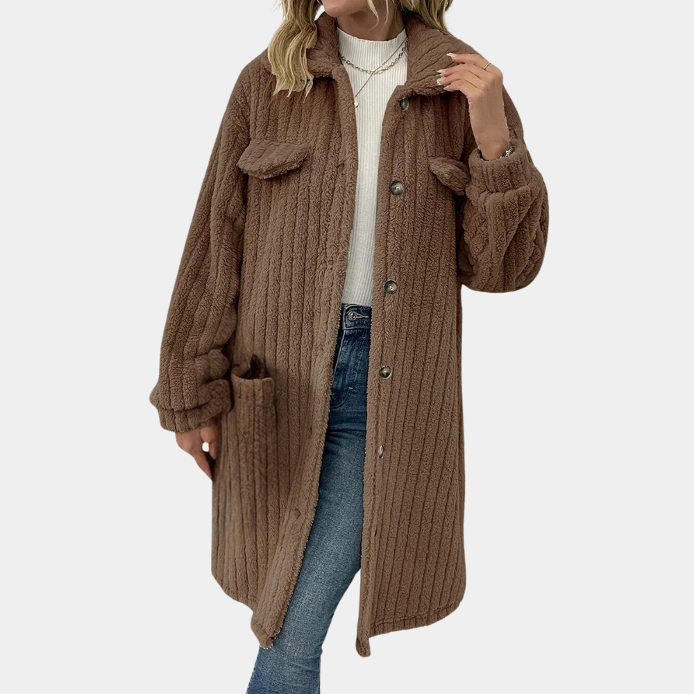 Street-wave Winter Coat For Women Cozy Oversized Ribbed Knit Cardigan Warm And Stylish