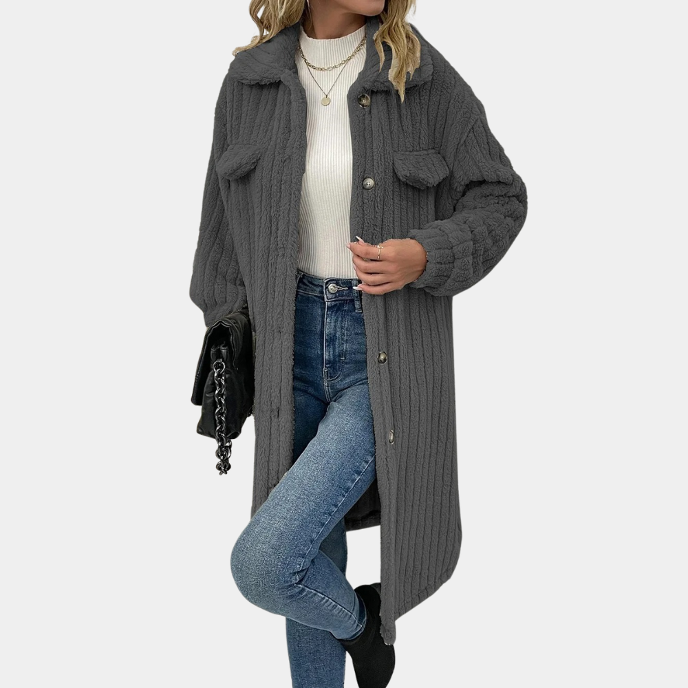 Long Coat For Women Isolde Warm Plush Fleece From Street-Wave Cozy Winter Outerwear