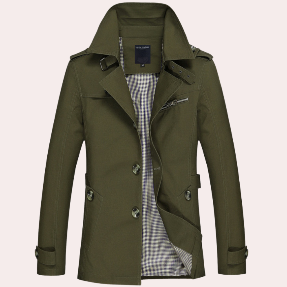 Street Wave Slim Fit Double Breasted Trench Coat For Men
