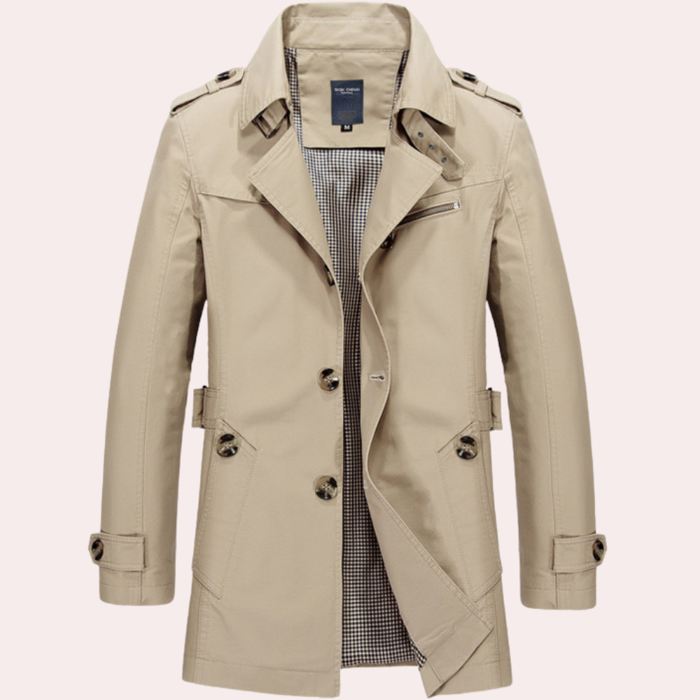 Street Wave Slim Fit Double Breasted Trench Coat For Men