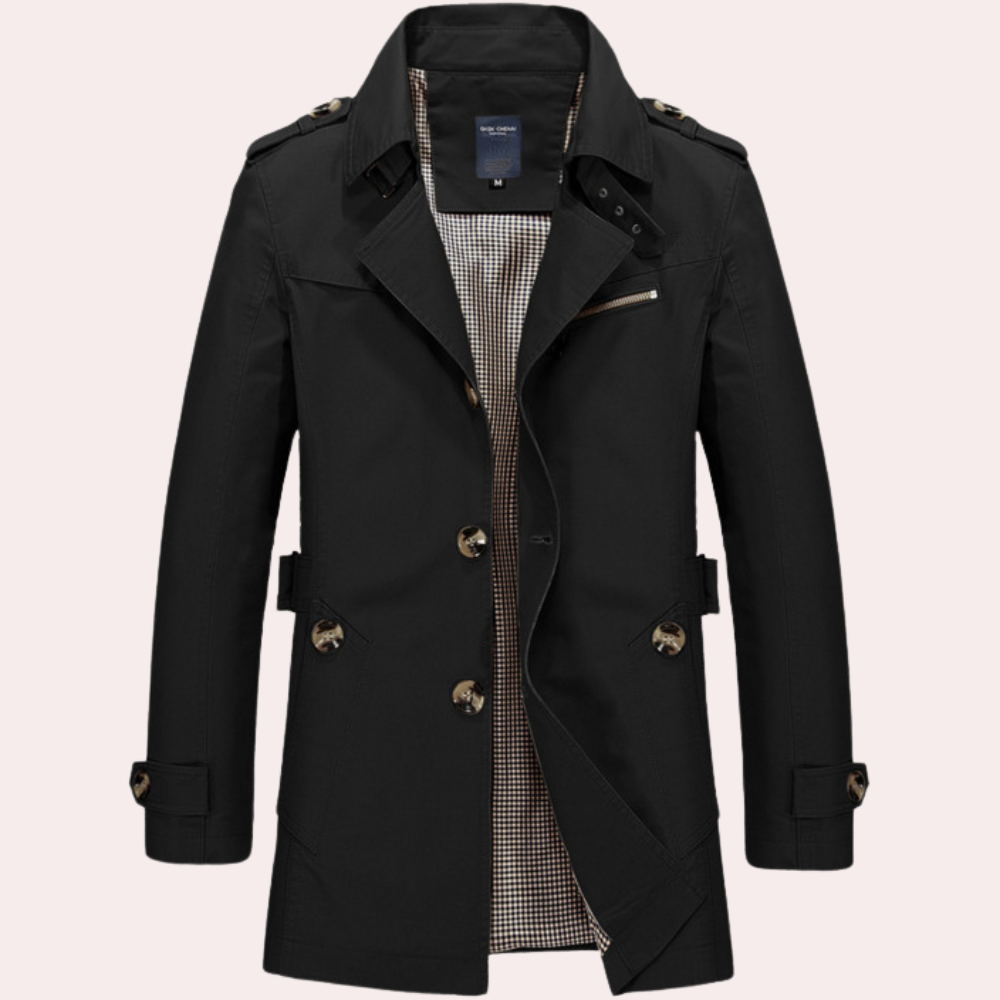 Street Wave Slim Fit Double Breasted Trench Coat For Men