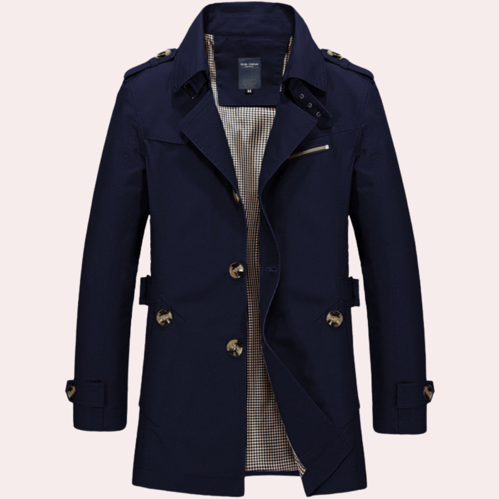 Street Wave Slim Fit Double Breasted Trench Coat For Men