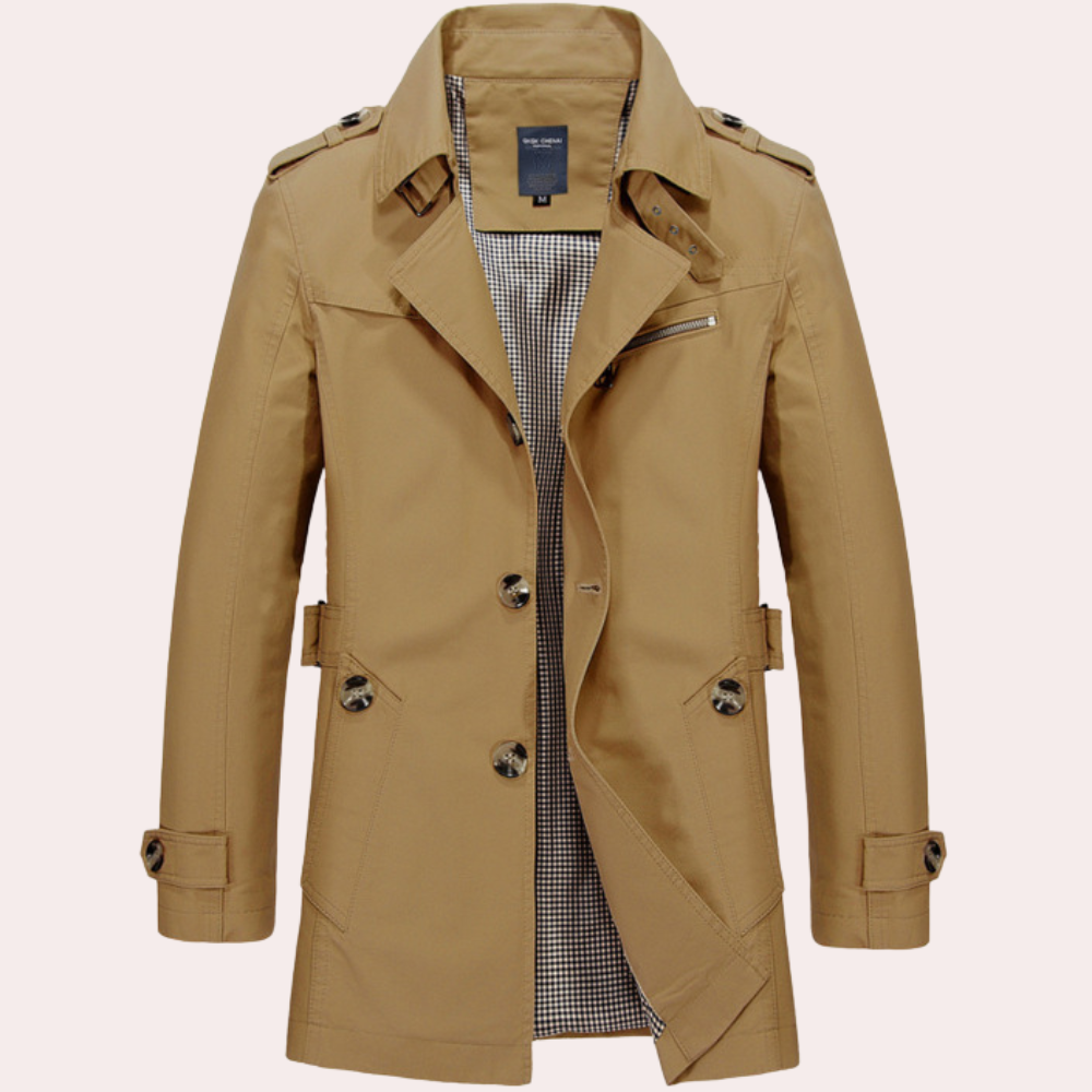 Street Wave Slim Fit Double Breasted Trench Coat For Men