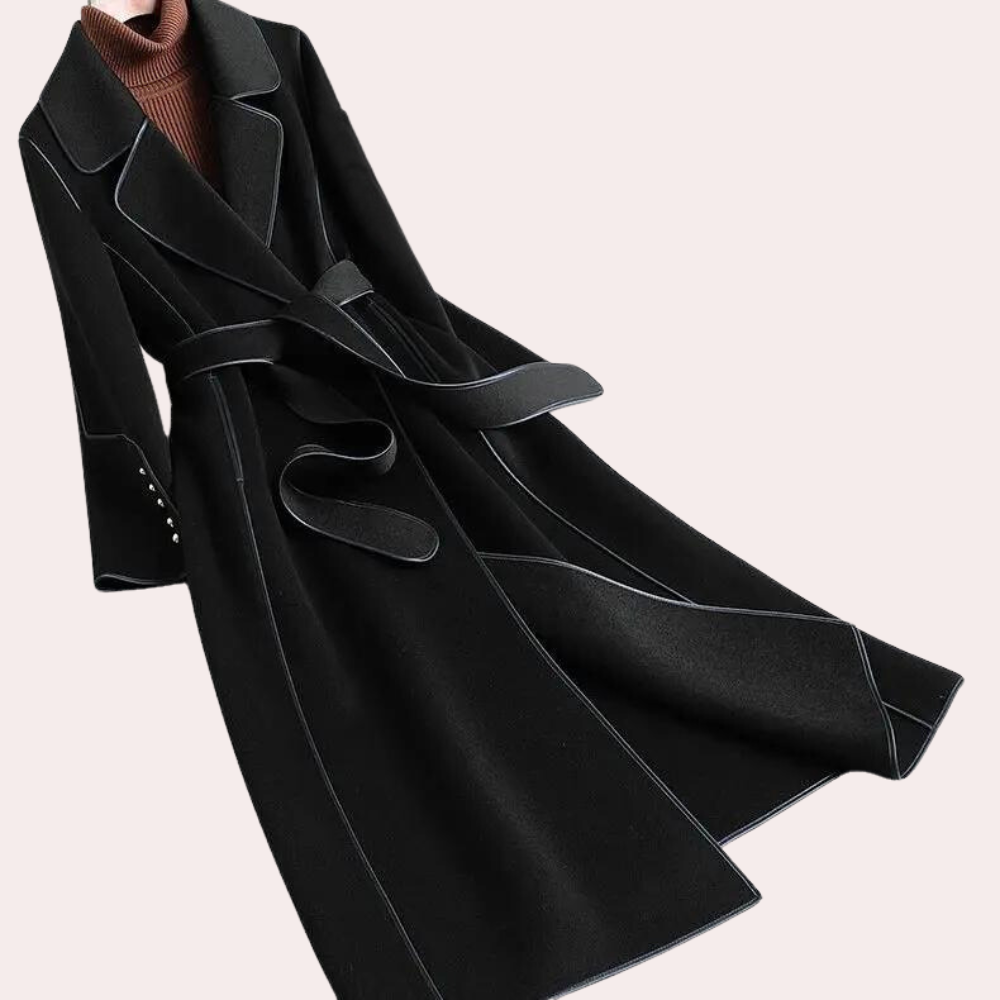 Street Wave Reversible Long Coat For Women With Belt Elegant Winter Outerwear Versatile Style