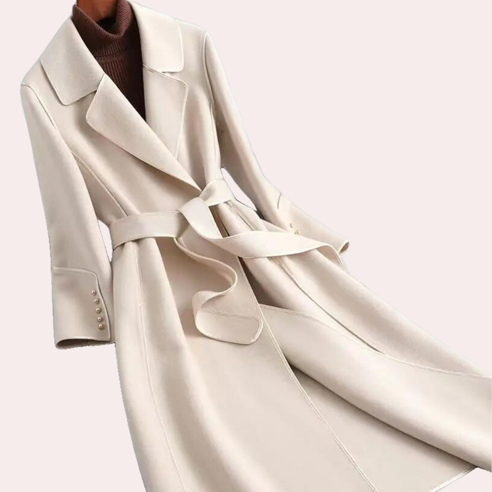 Street-wave Long Women's Winter Coat With Adjustable Waist Belt For Elegant Modern Women