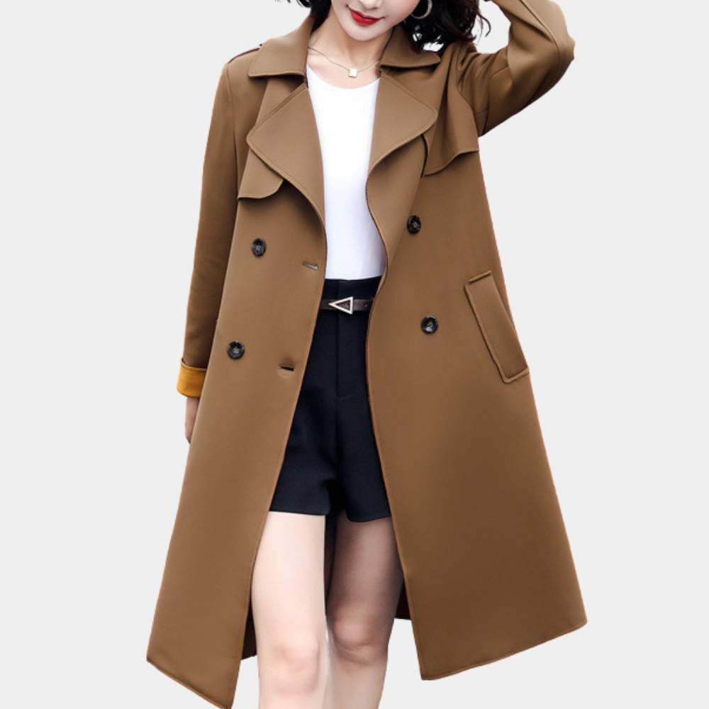 Streetwave Trench Coat For Women Elegant Autumn Outerwear With Belt And Back Cape For Versatile Everyday Chic