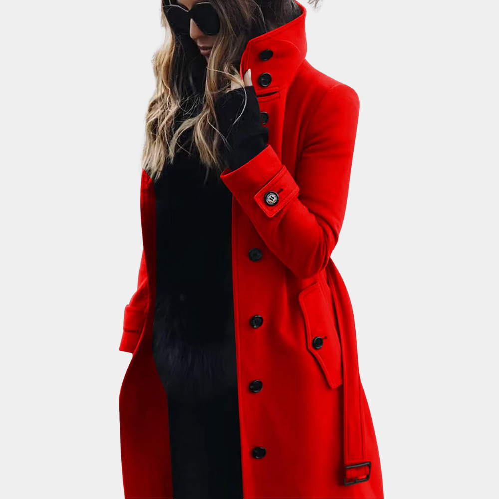 Streetwave Wool Coat With High Collar For Women Timeless Wool Blend Overcoat Offering Warmth And Everyday Comfort