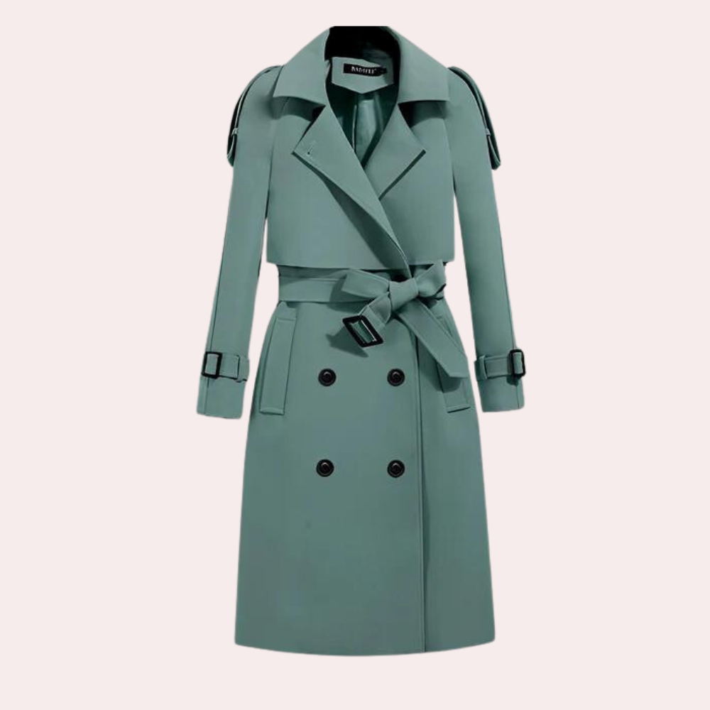 Street Wave Long Women's Trench Coat Limited Edition Runway Inspired For Fashion Forward Women With Back Button Detail
