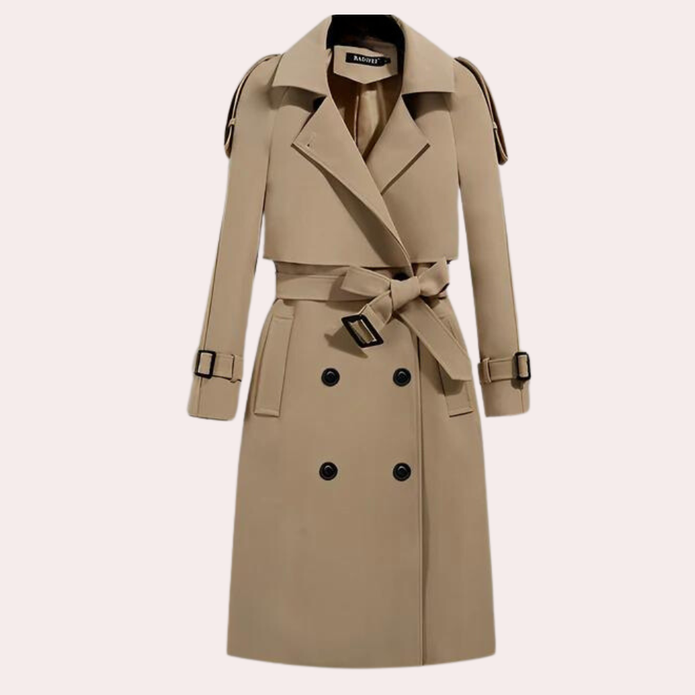 Street Wave Long Women's Trench Coat Limited Edition Runway Inspired For Fashion Forward Women With Back Button Detail