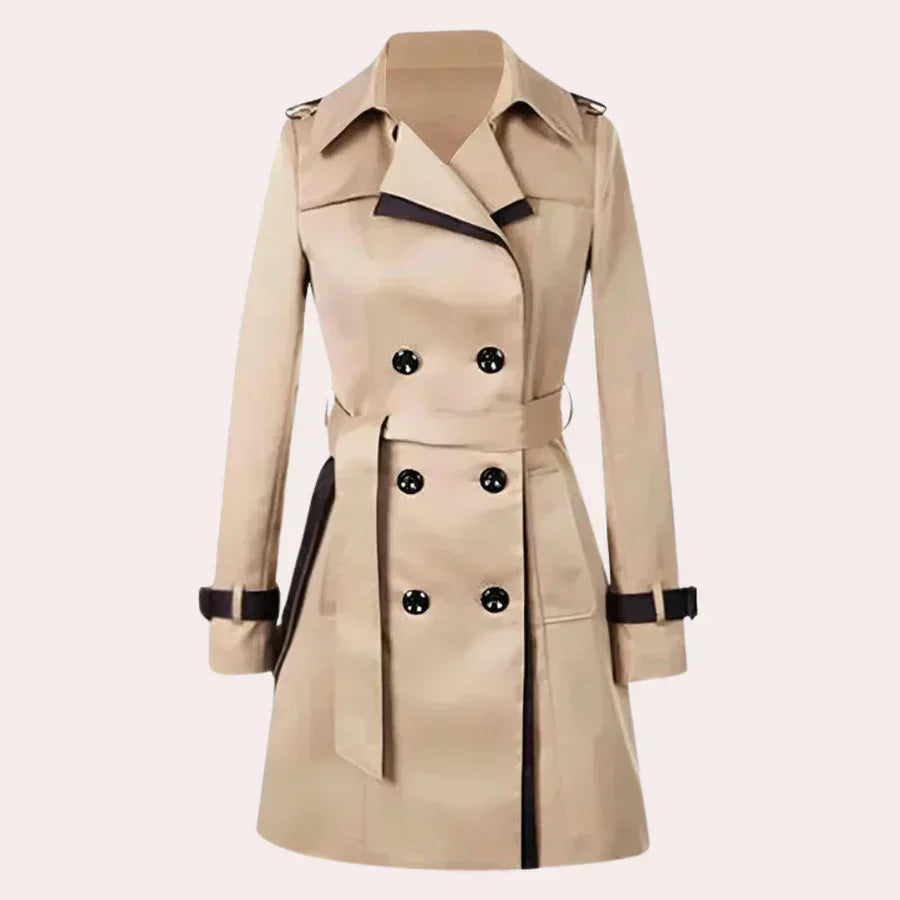 Street Wave Womens Trench Coat Timeless Elegance With Navy Trim For Stylish Women