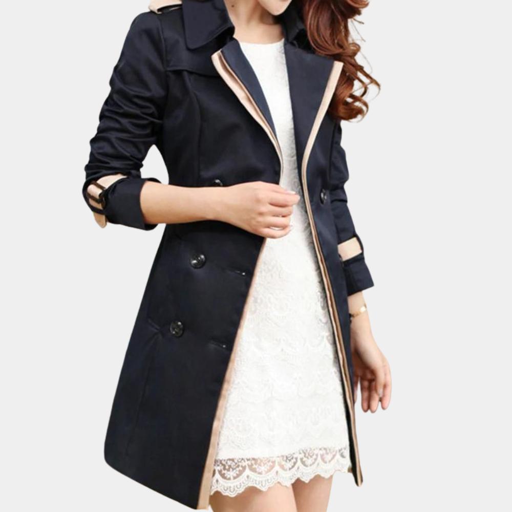 Street-Wave Women Trench Coat Double Breasted Front Elegant Coat For Chic Winter Look