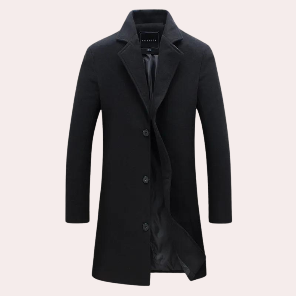 Wool Blend Coat For Men Street-Wave Tailored Knee Length