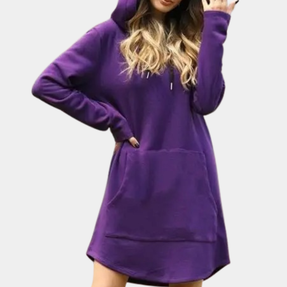 Street-wave Long Hoodie Dress For Women With Pockets Cozy Soft Fabric Everyday Comfort