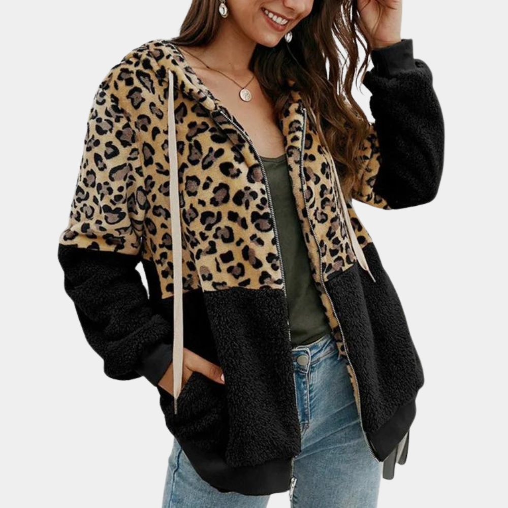 Leopard Print Hoodie For Women By Streetwave Cozy Fleece Lined Casual Jacket All Season Wear