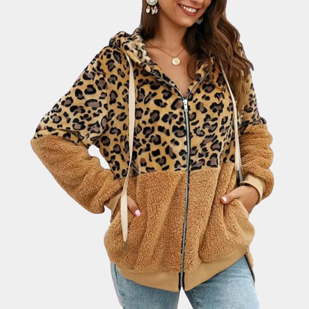 Leopard Print Hoodie For Women By Streetwave Cozy Fleece Lined Casual Jacket All Season Wear
