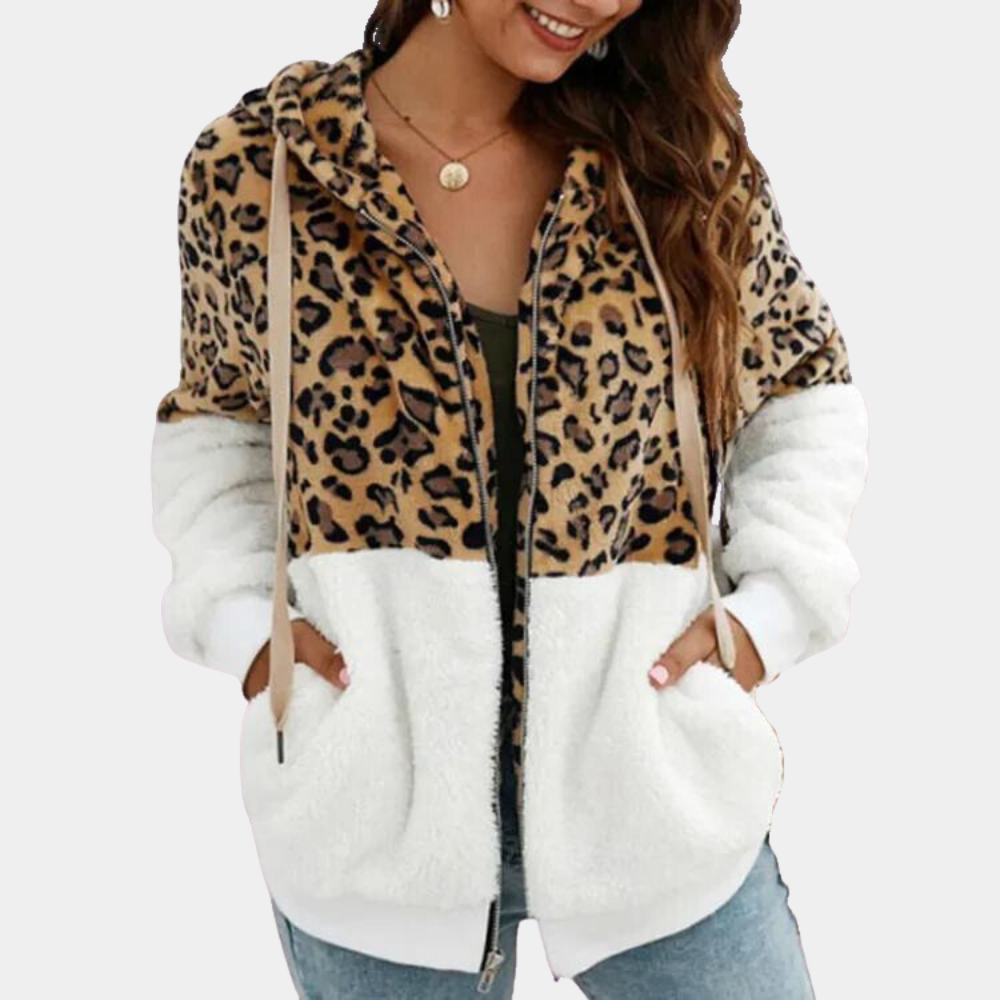 Leopard Print Hoodie For Women By Streetwave Cozy Fleece Lined Casual Jacket All Season Wear