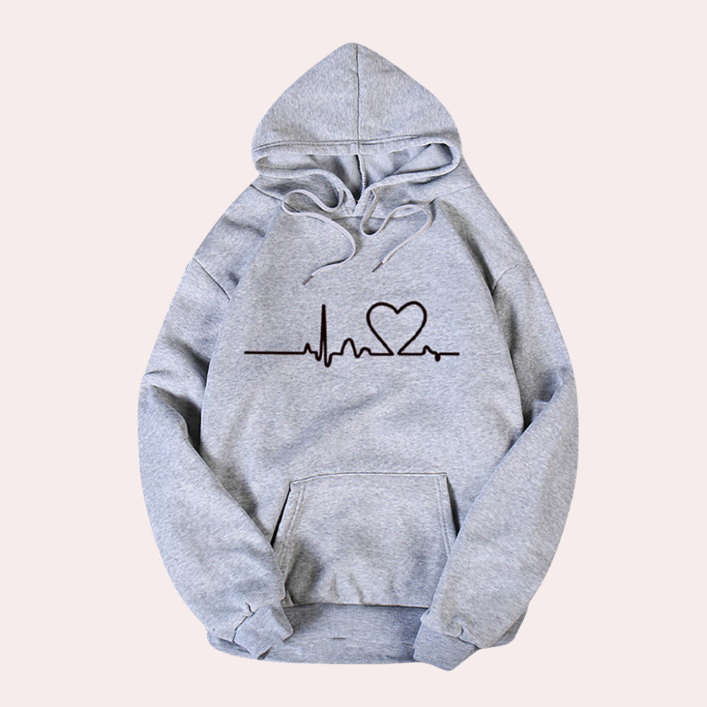Streetwave Women's Ultra Comfortable Hoodie With Heartbeat Line Graphic For Everyday Style