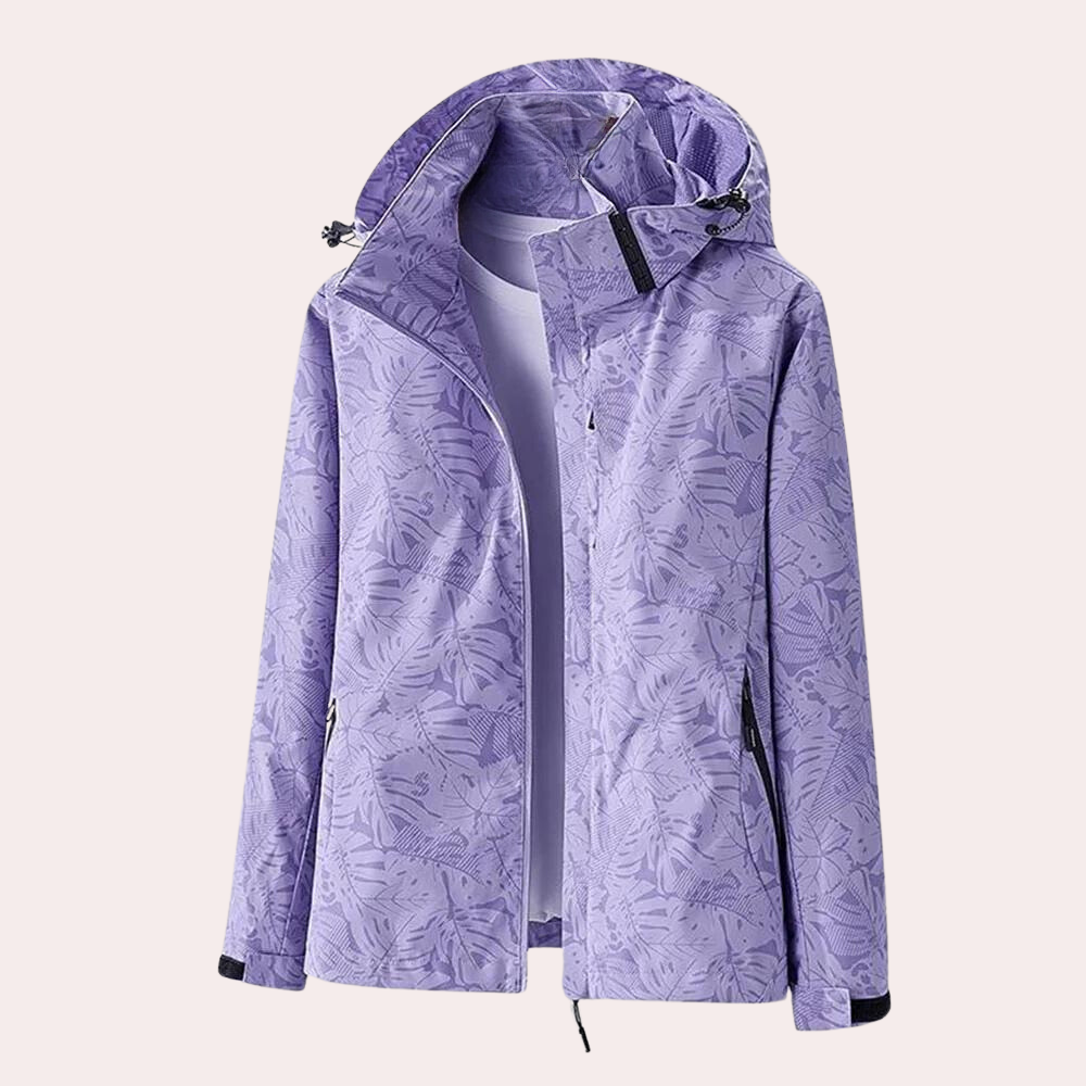 Street-wave Women's Hooded Jacket With Detachable Hood And Breathable Polyester Camouflage Pattern