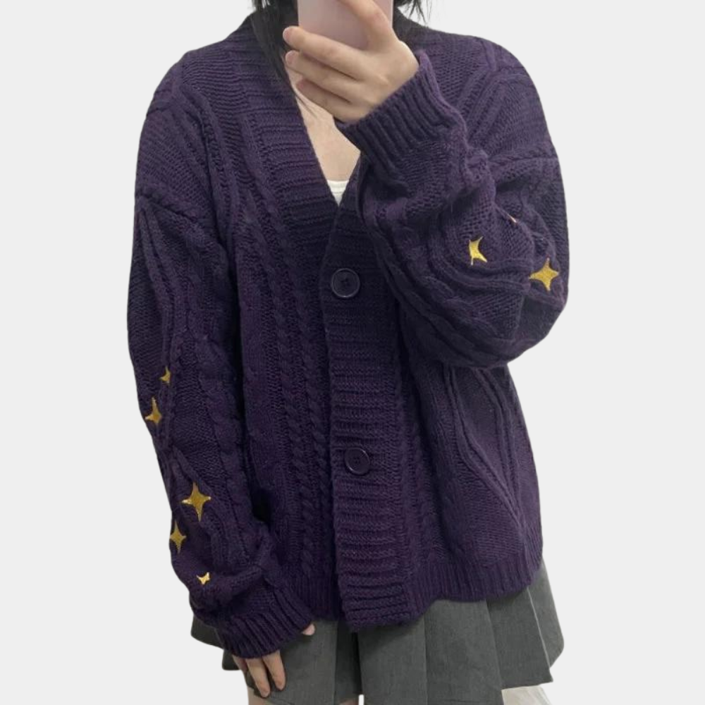 Street-Wave Poppy Cardigan For Women With Eye-Catching Strawberry Details Cozy Knitwear Casual Chic Everyday