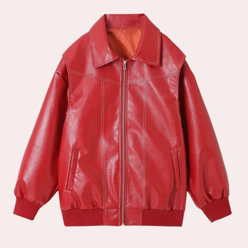 Street-Wave Manuela Womens Leather Jacket - Trendy Biker Style For Fashionable Women Elegant Detailing
