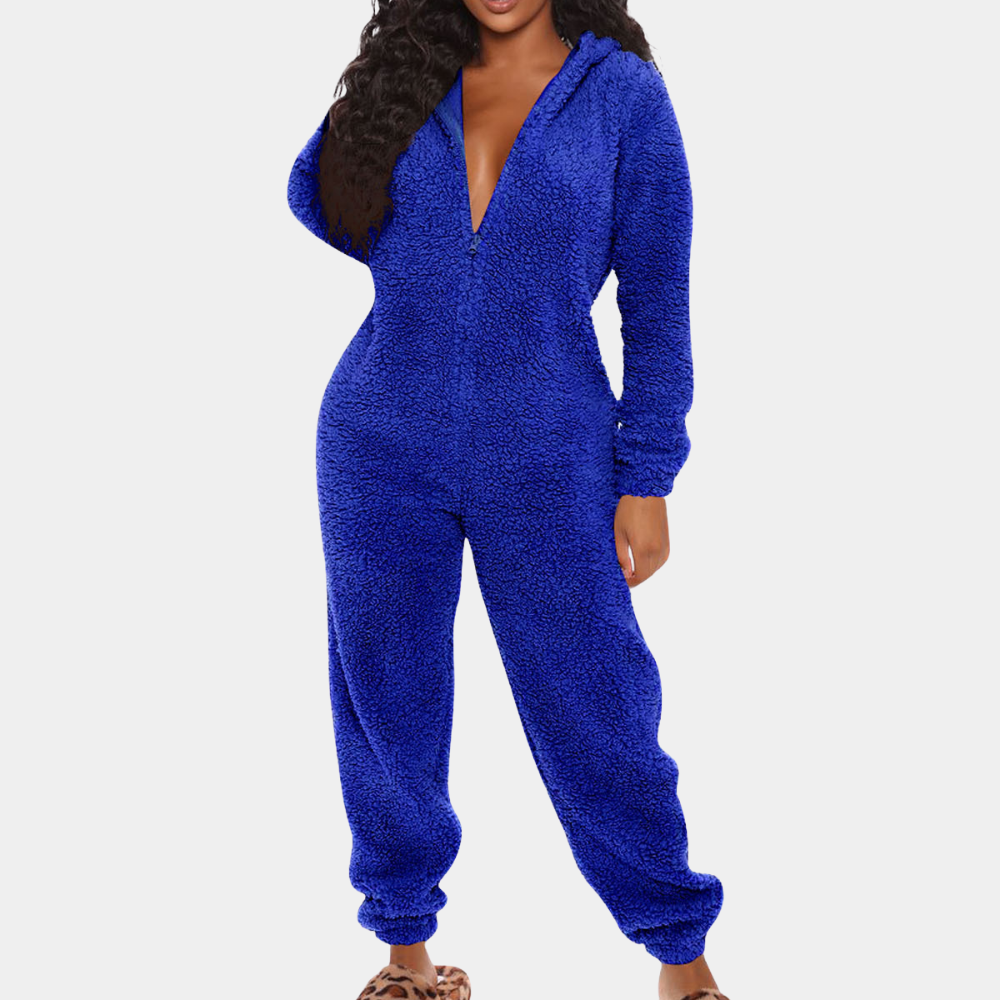 Nordic Flair Womens Hooded Fleece Jumpsuit Cozy Comfort