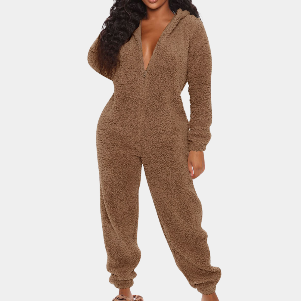 Nordic Flair Womens Hooded Fleece Jumpsuit Cozy Comfort
