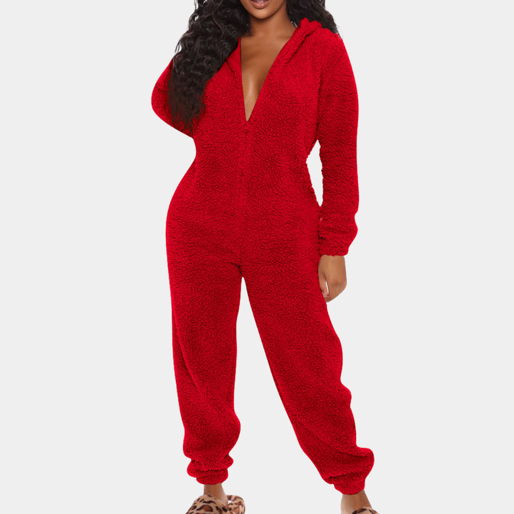 Nordic Flair Womens Hooded Fleece Jumpsuit Cozy Comfort