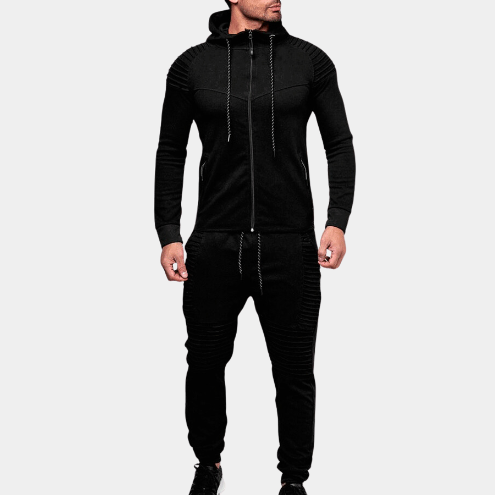 Street-Wave Men's Cotton Blend Training Set Hoodie Zip Joggers Olive Green