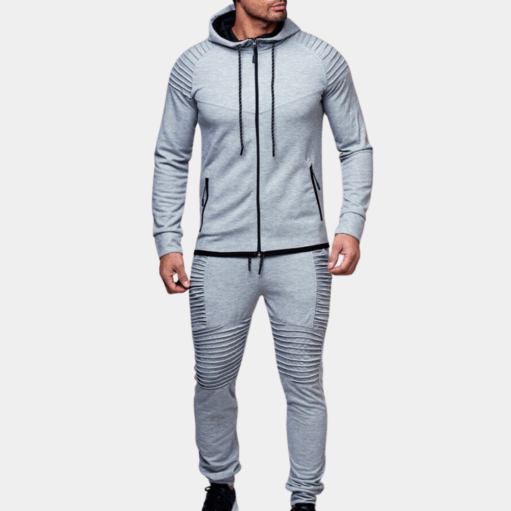 Street-Wave Men's Cotton Blend Training Set Hoodie Zip Joggers Olive Green